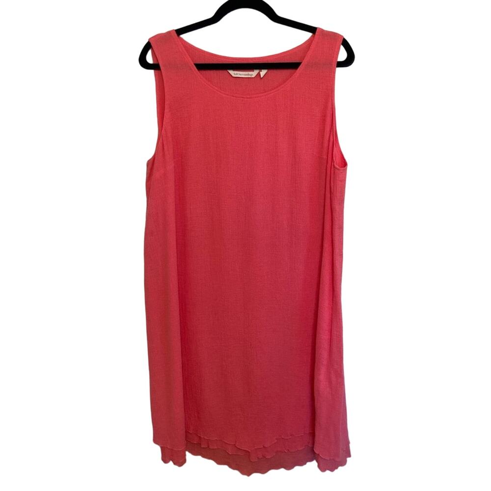 Soft Surroundings 100% Cotton Gauze Salmon Pink Tank Dress - Size L